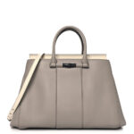 Calfskin Lady Bamboo Top Handle Bag Grey White - Image 13