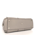 Calfskin Lady Bamboo Top Handle Bag Grey White - Image 4