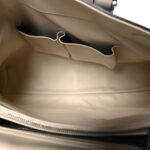 Calfskin Lady Bamboo Top Handle Bag Grey White - Image 5