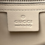 Calfskin Lady Bamboo Top Handle Bag Grey White - Image 7