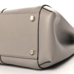 Calfskin Lady Bamboo Top Handle Bag Grey White - Image 11
