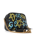 Calfskin Matelasse GucciGhost Medium GG Marmont Chain Shoulder Bag Black New Acquamarine - Image 2