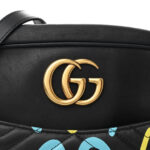 Calfskin Matelasse GucciGhost Medium GG Marmont Chain Shoulder Bag Black New Acquamarine - Image 7