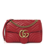 Calfskin Matelasse Medium GG Marmont Shoulder Bag Hibiscus Red