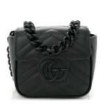 Calfskin Matelasse Monochrome GG Marmont Chain Belt Bag Black - Image 10