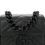 Calfskin Matelasse Monochrome GG Marmont Chain Belt Bag Black - Image 8