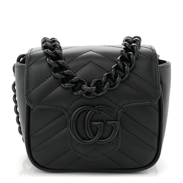 Calfskin Matelasse Monochrome GG Marmont Chain Belt Bag Black - Image 1