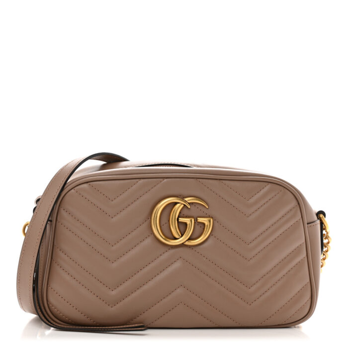 Calfskin Matelasse Small GG Marmont Chain Shoulder Bag Porcelain Rose - Image 1