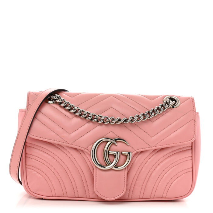 Calfskin Matelasse Small GG Marmont Shoulder Bag Wild Rose - Image 1