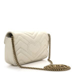 Calfskin Matelasse Super Mini GG Marmont Shoulder Bag White - Image 3