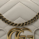 Calfskin Matelasse Super Mini GG Marmont Shoulder Bag White - Image 8