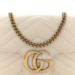 Calfskin Matelasse Super Mini GG Marmont Shoulder Bag White - Image 3