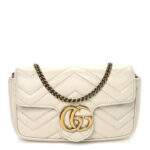 Calfskin Matelasse Super Mini GG Marmont Shoulder Bag White