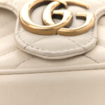 Calfskin Matelasse Super Mini GG Marmont Shoulder Bag White - Image 8
