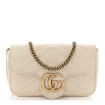 Calfskin Matelasse Super Mini GG Marmont Shoulder Bag White