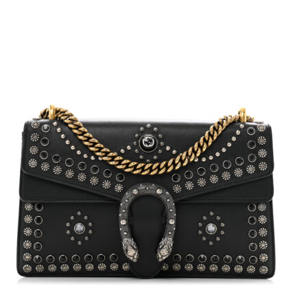 Calfskin Studded Small Dionysus Shoulder Bag Black