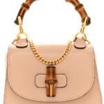Calfskin Super Mini Bamboo 1947 Top Handle Chain Bag Light beige - Image 8