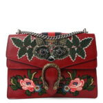 Calfskin Web Raccoon Embroidered Medium Dionysus Shoulder Bag Red - Image 5