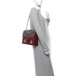Calfskin Web Raccoon Embroidered Medium Dionysus Shoulder Bag Red - Image 2