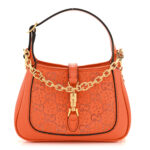 Canvas Lizard Crystal GG Monogram Mini Jackie 1961 Orange