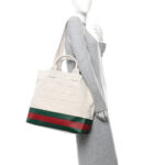 Canvas Logo Embossed Ophidia Tote Beige - Image 2