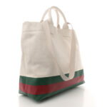 Canvas Logo Embossed Ophidia Tote Beige - Image 3