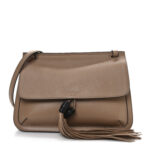 Cellarius Calfskin Medium Bamboo Daily Flap Shoulder Bag Camelia