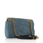 Denim Matelasse Small Pearly GG Marmont Shoulder Bag Blue - Image 3