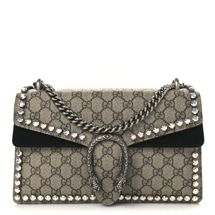 GG Supreme Monogram Crystal Small Dionysus Shoulder Bag Black - Image 1