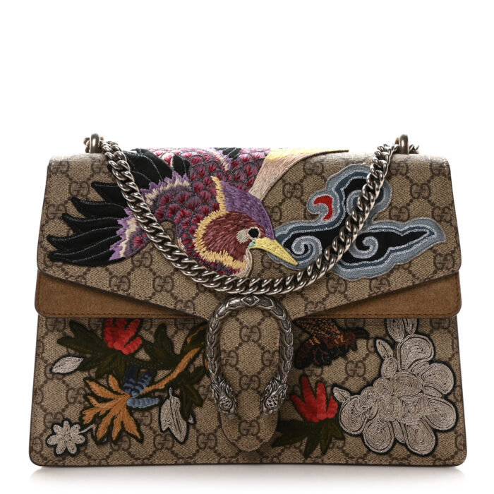 GG Supreme Monogram Embroidered Medium Dionysus Shoulder Bag Taupe - Image 1