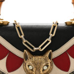 GG Supreme Monogram Goatskin Pearl Mini Fox Broche Bamboo Top Handle Bag Beige Ebony Black Hibiscus Red Mystic White - Image 8