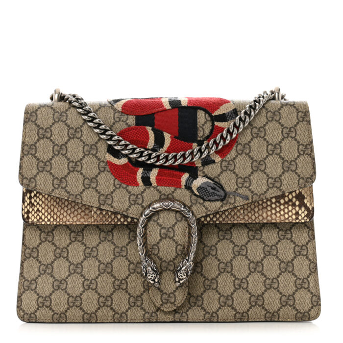 GG Supreme Monogram Kingsnake Embroidered Medium Dionysus Shoulder Bag White Beige - Image 1