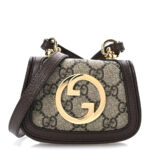 GG Supreme Monogram Textured Dollar Calfskin Blondie Card Case Wallet with Strap Beige Ebony New Acero - Image 7