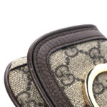 GG Supreme Monogram Textured Dollar Calfskin Blondie Card Case Wallet with Strap Beige Ebony New Acero - Image 14