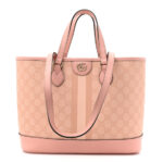 GG Supreme Monogram Textured Dollar Calfskin Medium Ophidia Shoulder Tote Bag Rose Pink - Image 11