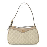 GG Supreme Monogram Textured Dollar Calfskin Small Ophidia Hobo Beige Mystic White Oatmeal