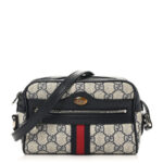 GG Supreme Monogram Textured Dollar Calfskin Web Mini Ophidia Shoulder Bag Beige Blue - Image 10