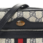 GG Supreme Monogram Textured Dollar Calfskin Web Mini Ophidia Shoulder Bag Beige Blue - Image 7