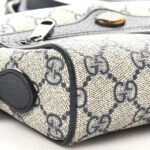 GG Supreme Monogram Textured Dollar Calfskin Web Mini Ophidia Shoulder Bag Beige Blue - Image 8