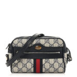 GG Supreme Monogram Textured Dollar Calfskin Web Mini Ophidia Shoulder Bag Beige Blue