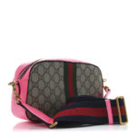 GG Supreme Monogram Textured Dollar Calfskin Web Ophidia Small Crossbody Bag Beige Ebony Fuchsia - Image 3