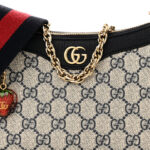 GG Supreme Monogram Textured Dollar Calfskin Web Small Ophidia GG Handbag Beige Blue - Image 7