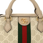 GG Supreme Monogram Textured Dollar Calfskin Web Super Mini Ophidia Top Handle Bowler Bag Beige Mystic White Oatmeal - Image 5