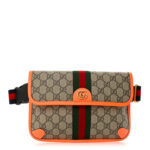 GG Supreme Monogram Web Small Ophidia Belt Bag Beige Ebony Orange Fluo