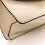 Goatskin Pearl Mini Fox Broche Bamboo Top Handle Bag Hibiscus Red Mystic White - Image 13