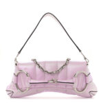 Iridescent Nappa Vertical Matelasse Medium Maxi Horsebit Chain Shoulder Bag Escape Pink