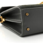Kid Suede Smooth Calfskin Mini Classic Monogram Cassandra Top Handle Dark Smog - Image 10