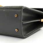Kid Suede Smooth Calfskin Mini Classic Monogram Cassandra Top Handle Dark Smog - Image 11