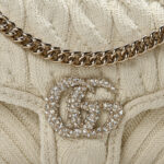Knitted Wool Crystal Small GG Marmont Shoulder Bag Ivory - Image 8