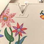 LV X YK Taurillon Inlaid Kusama Flowers BB Capucines Quartz - Image 7